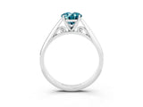 White gold Oval Cut Blue Topaz Solitaire Engagement Ring with Cathedral Setting and Four-Prong Mount_45