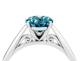 White gold Oval Cut Blue Topaz Solitaire Engagement Ring with Cathedral Setting and Four-Prong Mount_88