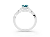 White gold Oval Cut Blue Topaz Solitaire Engagement Ring with Celtic Knot Band and Four-Prong Setting_3