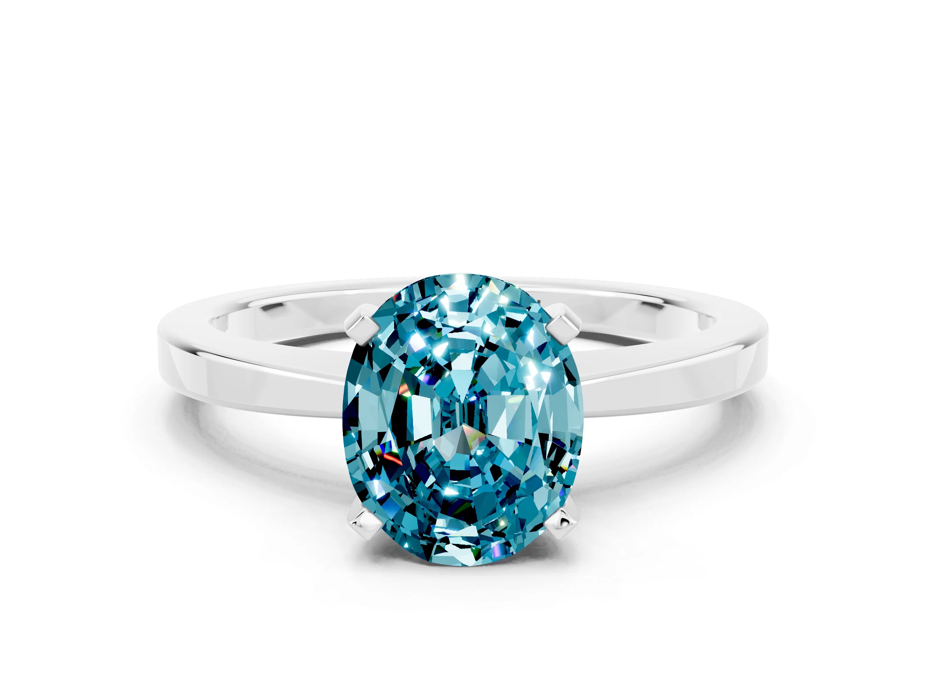 White gold Oval Cut Blue Topaz Solitaire Engagement Ring with Classic Band and Four-Prong Setting_41