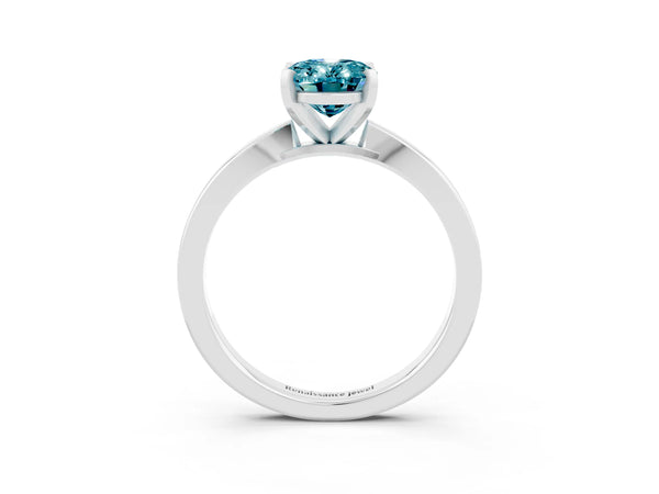 White gold Oval Cut Blue Topaz Solitaire Engagement Ring with Classic Band and Four-Prong Setting