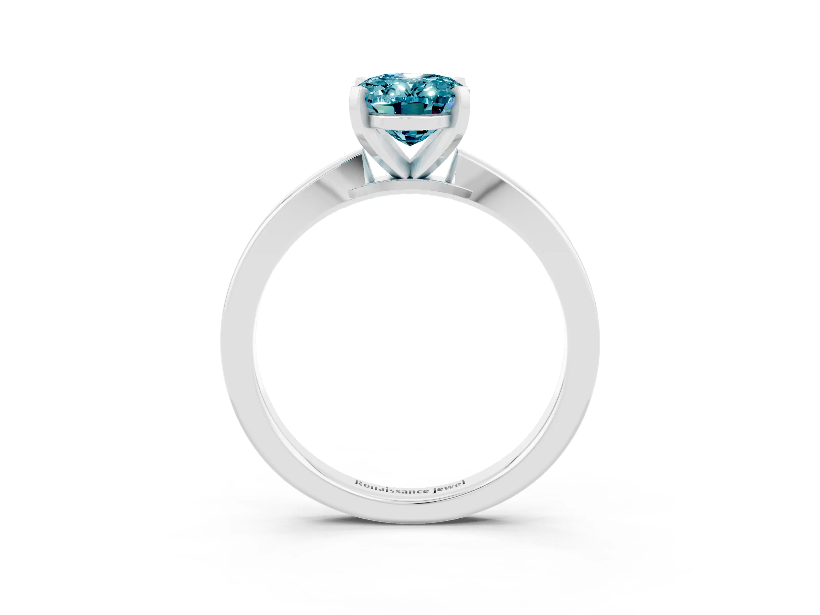 White gold Oval Cut Blue Topaz Solitaire Engagement Ring with Classic Band and Four-Prong Setting_49