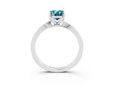 White gold Oval Cut Blue Topaz Solitaire Engagement Ring with Classic Band and Four-Prong Setting_58