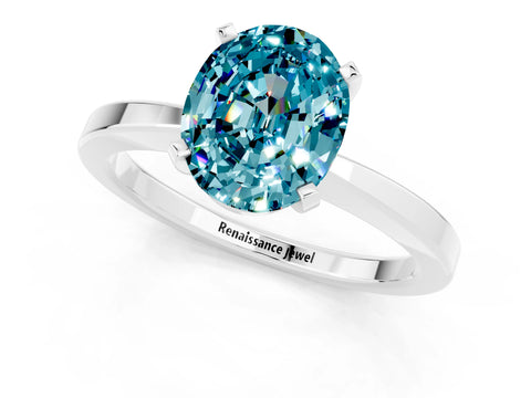 White gold Oval Cut Blue Topaz Solitaire Engagement Ring with Classic Band and Four-Prong Setting_59