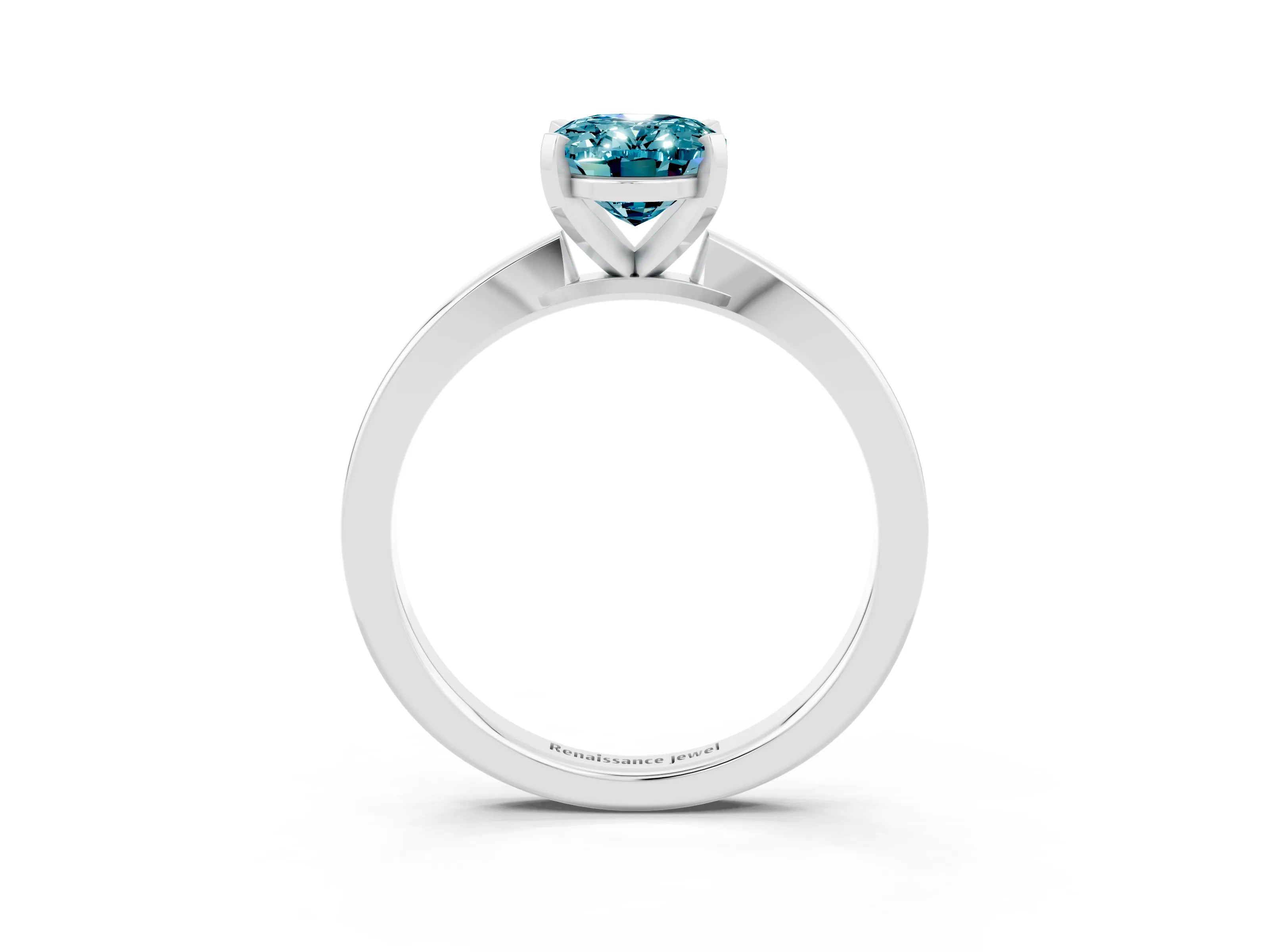 White gold Oval Cut Blue Topaz Solitaire Engagement Ring with Classic Band and Four-Prong Setting_60