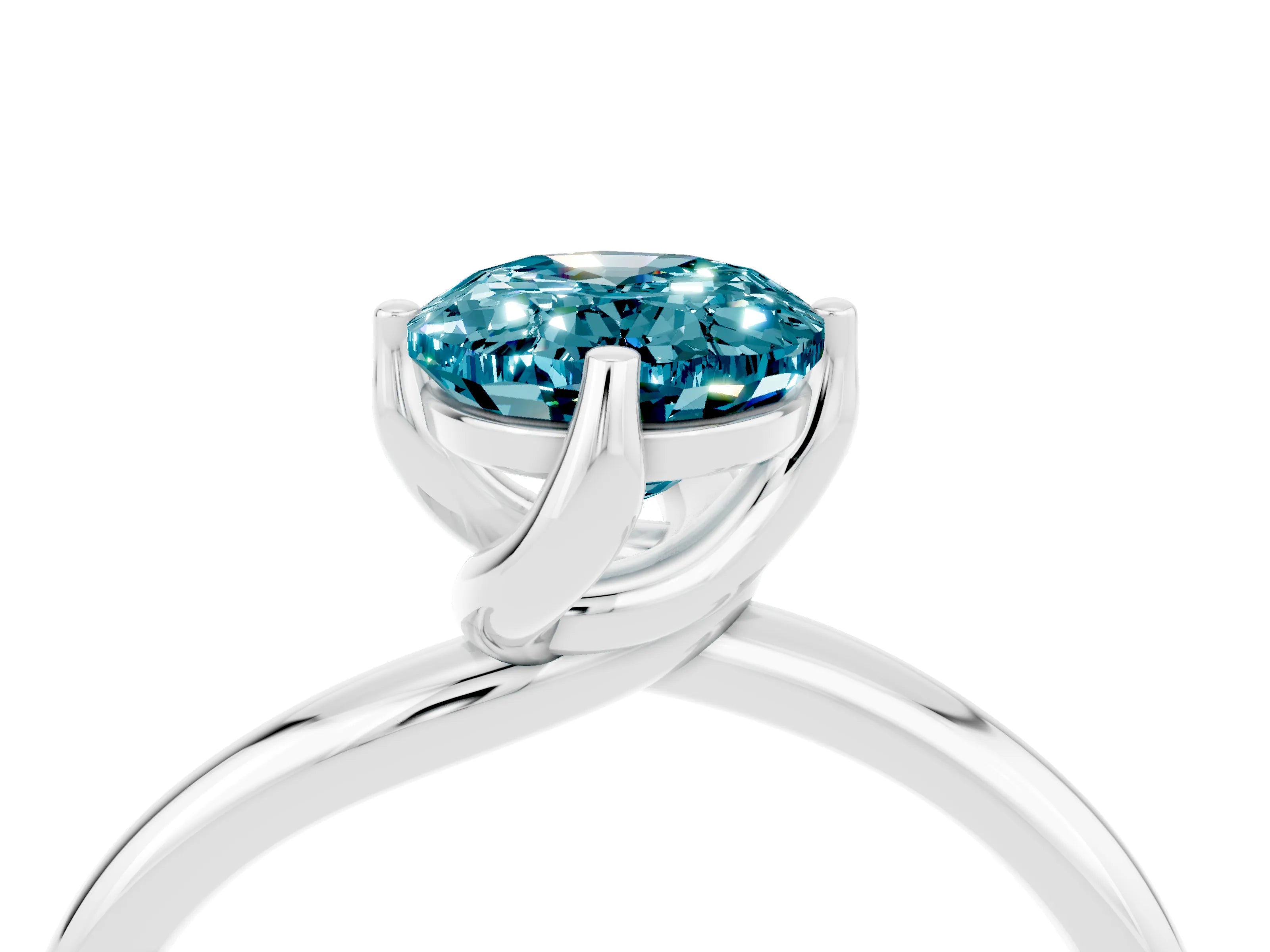 White gold Oval Cut Blue Topaz Solitaire Engagement Ring with Four-Prong Setting and Classic Band_16