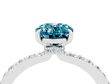 White gold Oval Cut Blue Topaz Solitaire Engagement Ring with Pavé Band and Four-Prong Setting_16