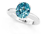 White gold Oval Cut Blue Topaz Solitaire Engagement Ring with Round Band and Four-Prong Setting_1