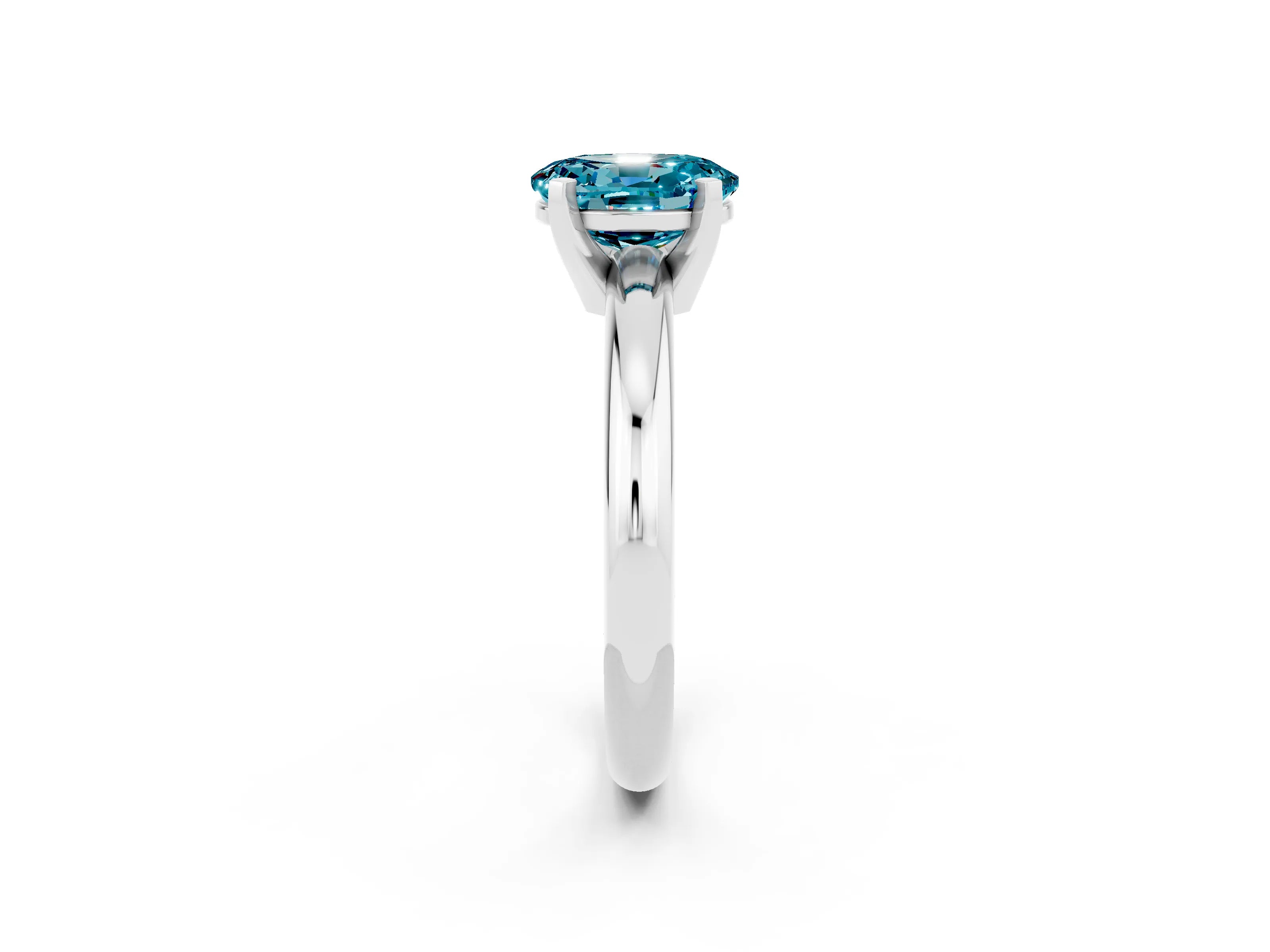 White gold Oval Cut Blue Topaz Solitaire Engagement Ring with Round Band and Four-Prong Setting_2