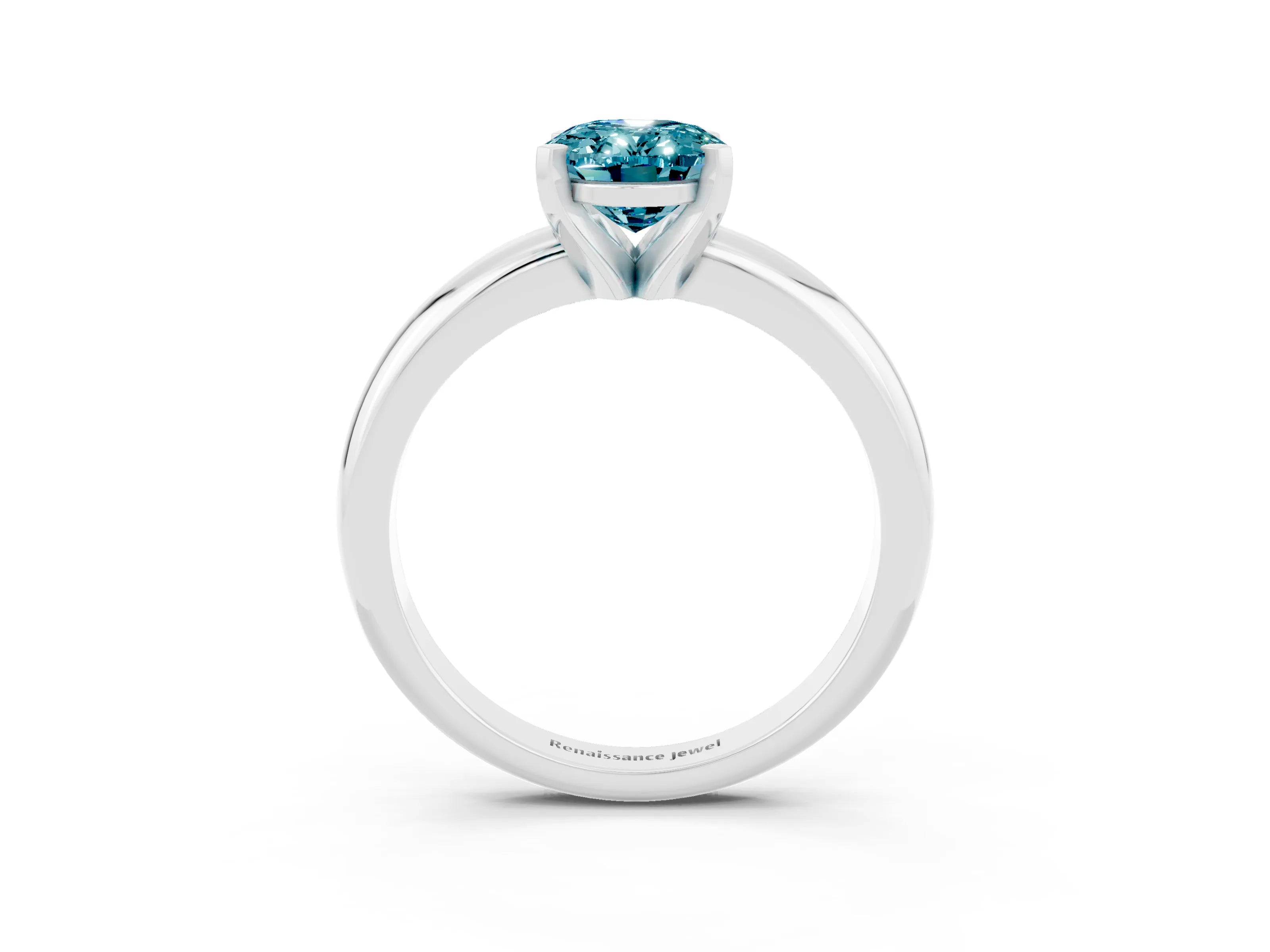 White gold Oval Cut Blue Topaz Solitaire Engagement Ring with Round Band and Four-Prong Setting_3