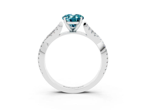 White gold Oval Cut Blue Topaz Solitaire Engagement Ring with Twisted Pavé Band and Four-Prong Setting_3