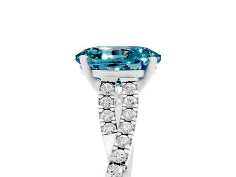 White gold Oval Cut Blue Topaz Solitaire Engagement Ring with Twisted Pavé Band and Four-Prong Setting_5