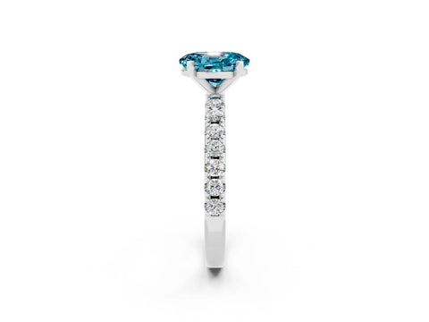 White gold Oval Cut Blue Topaz Solitaire Pavé Band with Four-Prong Setting_2