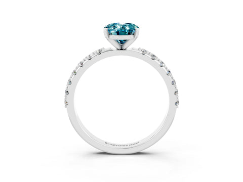 White gold Oval Cut Blue Topaz Solitaire Pavé Band with Four-Prong Setting_3