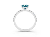White gold Oval Cut Blue Topaz Solitaire Pavé Band with Four-Prong Setting_3