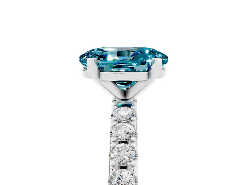 White gold Oval Cut Blue Topaz Solitaire Pavé Band with Four-Prong Setting_5