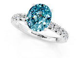 White gold Oval Cut Blue Topaz Solitaire Pavé Engagement Ring with Round Band and Prong Setting_13