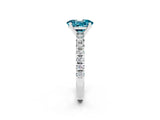 White gold Oval Cut Blue Topaz Solitaire Pavé Engagement Ring with Round Band and Prong Setting_14