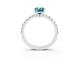 White gold Oval Cut Blue Topaz Solitaire Pavé Engagement Ring with Round Band and Prong Setting_15