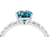 White gold Oval Cut Blue Topaz Solitaire Pavé Engagement Ring with Round Band and Prong Setting_16