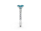 White gold Oval Cut Blue Topaz Solitaire Pavé Engagement Ring with Round Band and Prong Setting_74