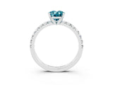White gold Oval Cut Blue Topaz Solitaire Pavé Engagement Ring with Round Band and Prong Setting_75