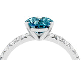 White gold Oval Cut Blue Topaz Solitaire Pavé Engagement Ring with Round Band and Prong Setting_76