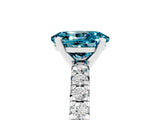White gold Oval Cut Blue Topaz Solitaire Pavé Engagement Ring with Round Band and Prong Setting_77