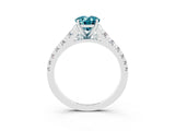 White gold Oval Cut Blue Topaz Solitaire Ring with Cathedral Setting and Pavé Band_3