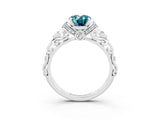 White gold Oval Cut Blue Topaz Solitaire Ring with Filigree Band and Four-Prong Setting_27