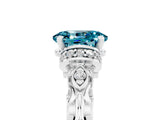 White gold Oval Cut Blue Topaz Solitaire Ring with Filigree Band and Four-Prong Setting_29