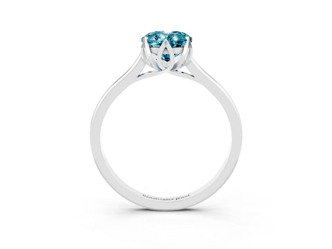 White gold Oval Cut Blue Topaz Solitaire Ring with Flower Prong Setting and Classic Band_27