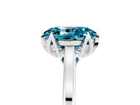 White gold Oval Cut Blue Topaz Solitaire Ring with Flower Prong Setting and Classic Band_29