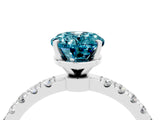 White gold Oval Cut Blue Topaz Solitaire Ring with Pavé Accents and Four-Prong Setting_4