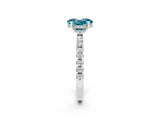 White gold Oval Cut Blue Topaz Solitaire Ring with Pavé Band and Four-Prong Setting_38