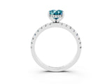 White gold Oval Cut Blue Topaz Solitaire Ring with Pavé Band and Four-Prong Setting_39
