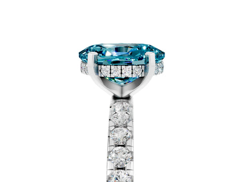 White gold Oval Cut Blue Topaz Solitaire Ring with Pavé Band and Four-Prong Setting_41