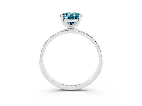White gold Oval Cut Blue Topaz Solitaire Ring with Pave Band and Four Prong Setting_27