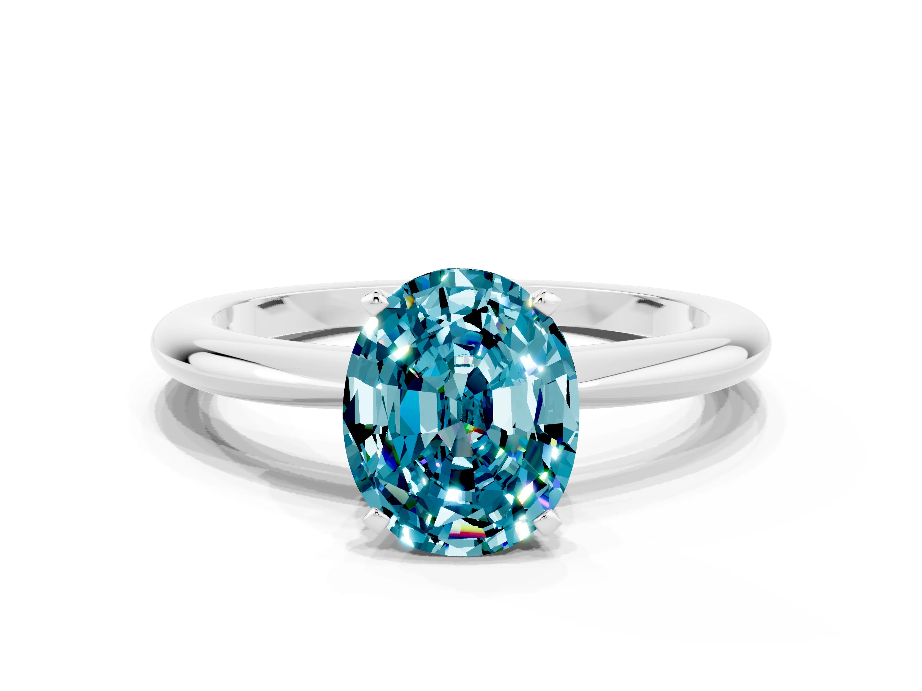White gold Oval Cut Blue Topaz Solitaire Ring with Six-Prong Setting and Classic Band_12