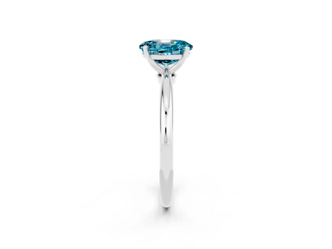 White gold Oval Cut Blue Topaz Solitaire Ring with Six-Prong Setting and Classic Band_2