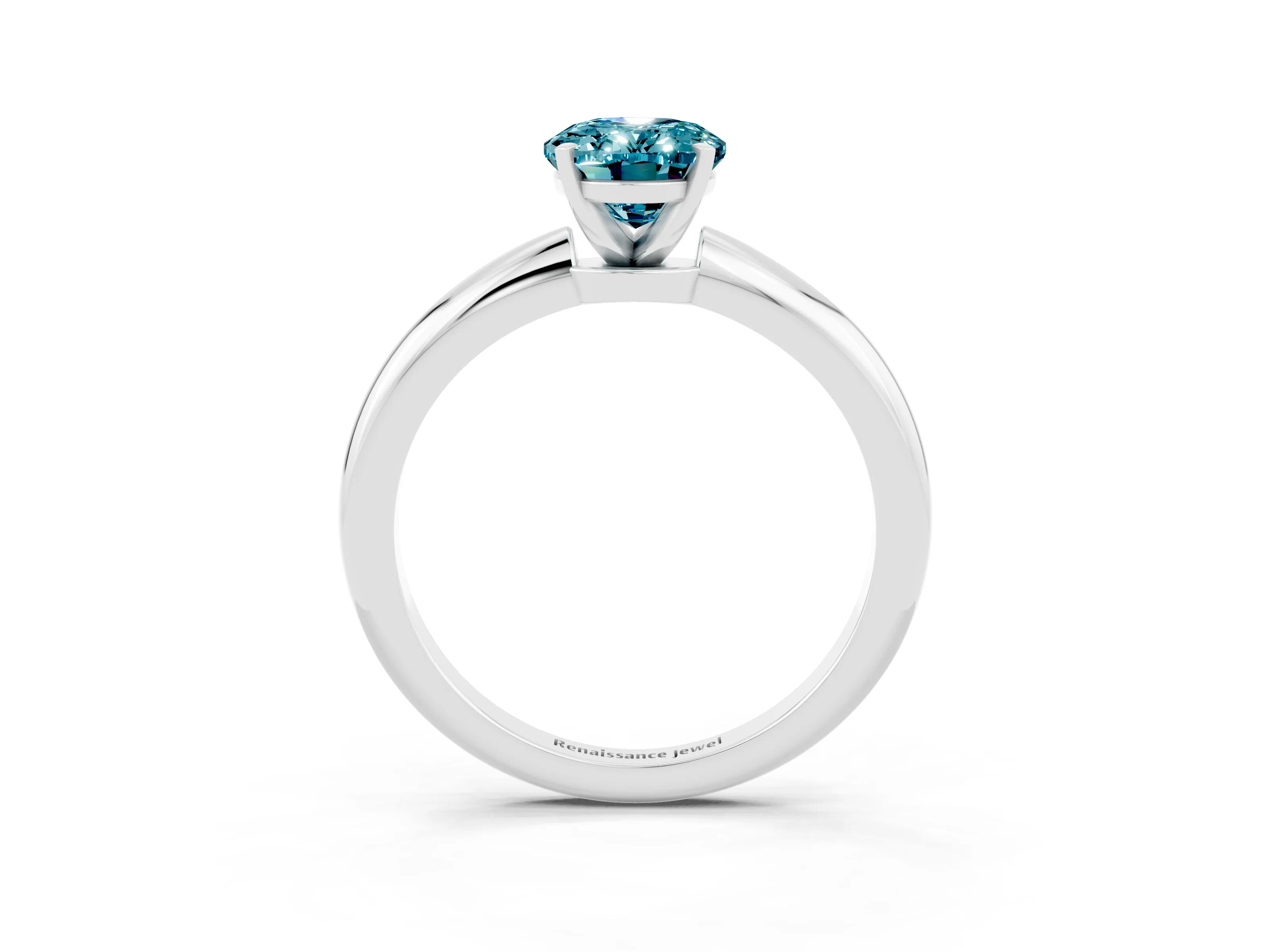 White gold Oval Cut Blue Topaz Solitaire Ring with Six-Prong Setting and Classic Band_3