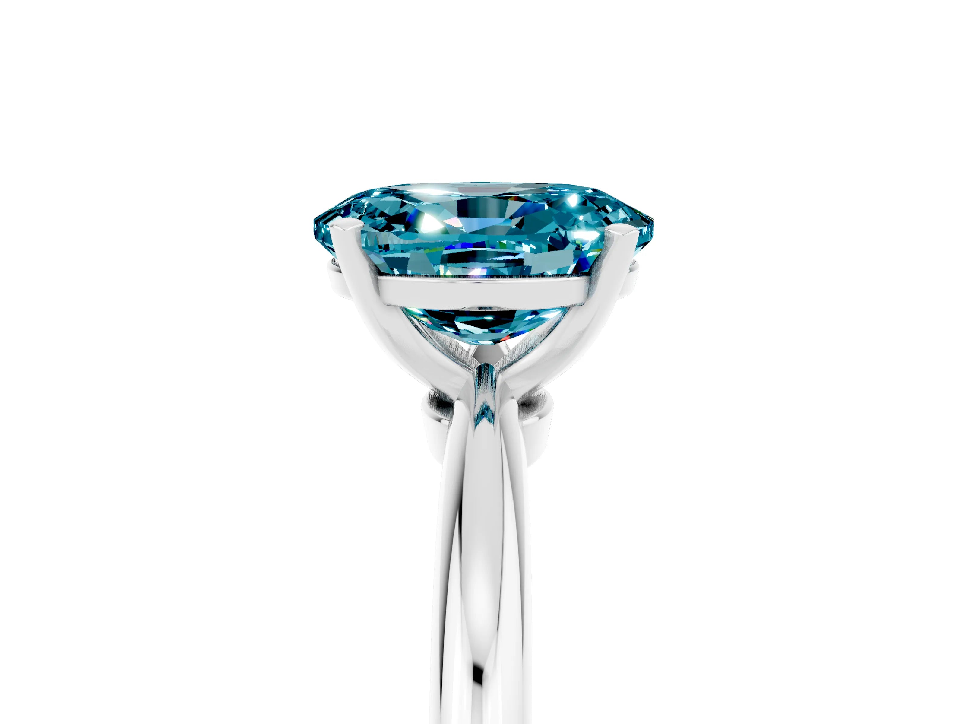 White gold Oval Cut Blue Topaz Solitaire Ring with Six-Prong Setting and Classic Band_5