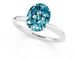 White gold Oval Cut Blue Topaz Solitaire Ring with Thin Band and Four-Prong Setting_13