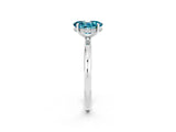 White gold Oval Cut Blue Topaz Solitaire Ring with Thin Band and Four-Prong Setting_14