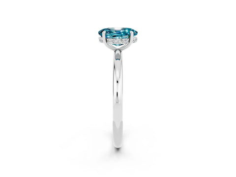 White gold Oval Cut Blue Topaz Solitaire Ring with Thin Band and Four-Prong Setting_14