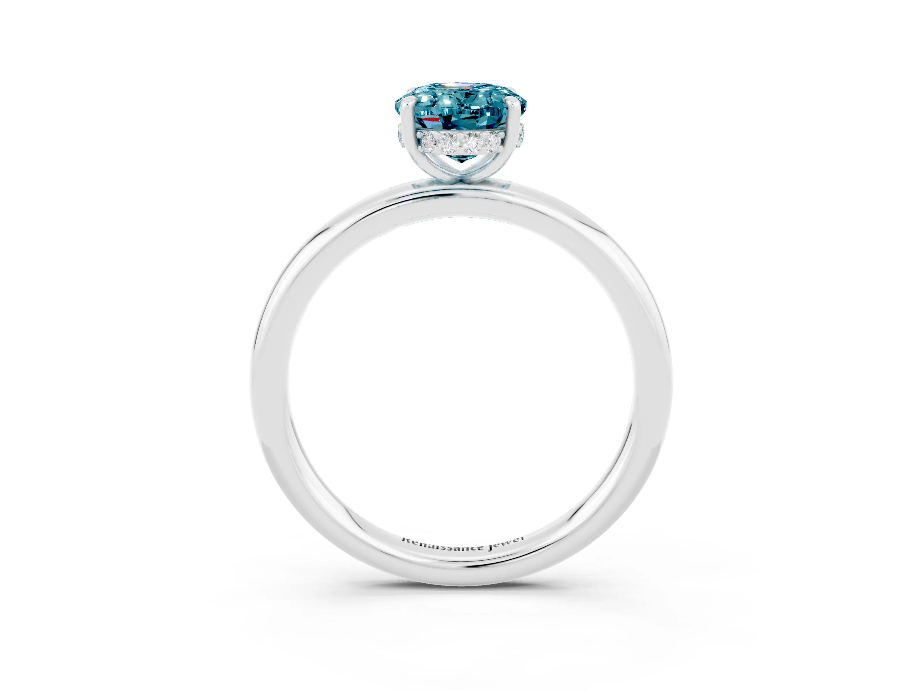 White gold Oval Cut Blue Topaz Solitaire Ring with Thin Band and Four-Prong Setting_15