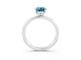 White gold Oval Cut Blue Topaz Solitaire Ring with Thin Band and Four-Prong Setting_15