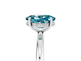 White gold Oval Cut Blue Topaz Solitaire Ring with Thin Band and Four-Prong Setting_17