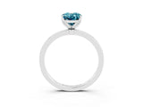 White gold Oval Cut Blue Topaz Solitaire Ring with Thin Band and Prong Setting_15
