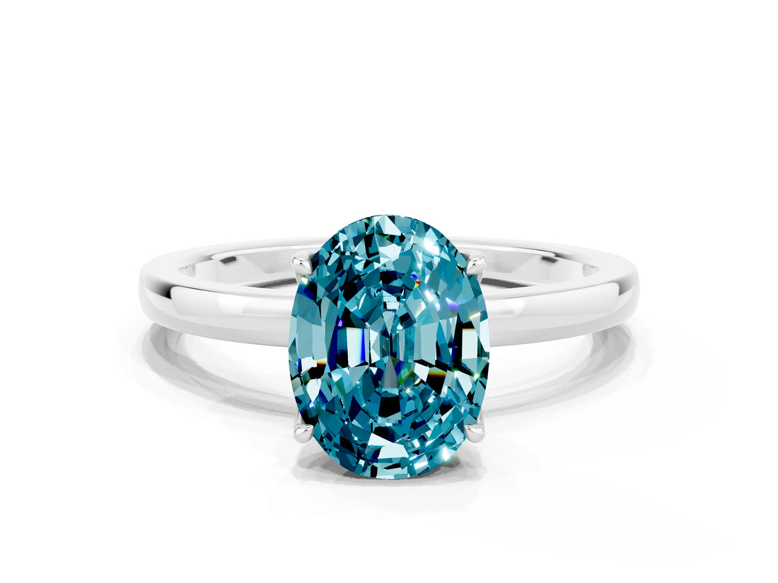 White gold Oval Cut Blue Topaz Solitaire Ring with Thin Band and Prong Setting_36